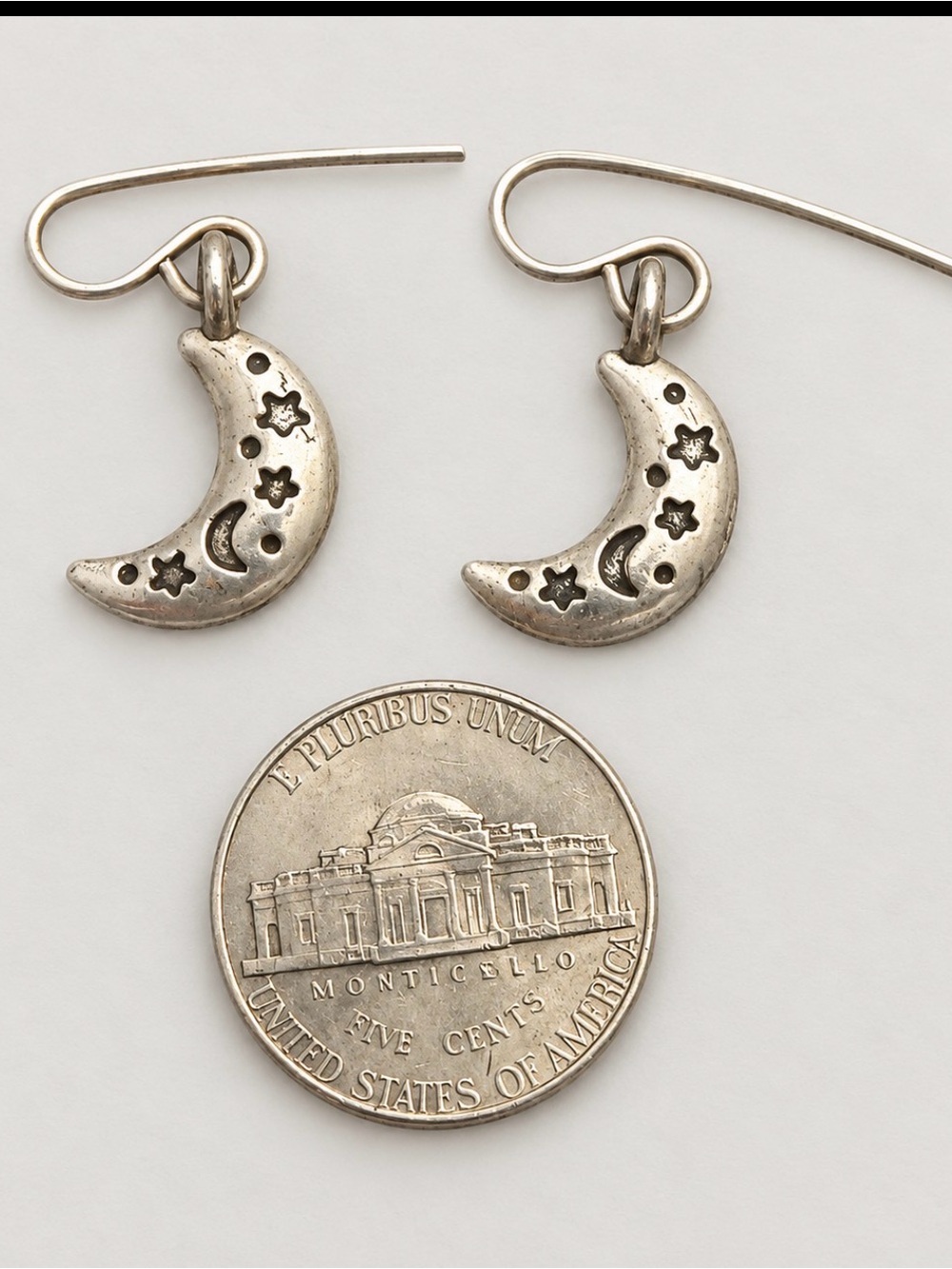 Sterling Silver Moon & Stars Dangle Earrings